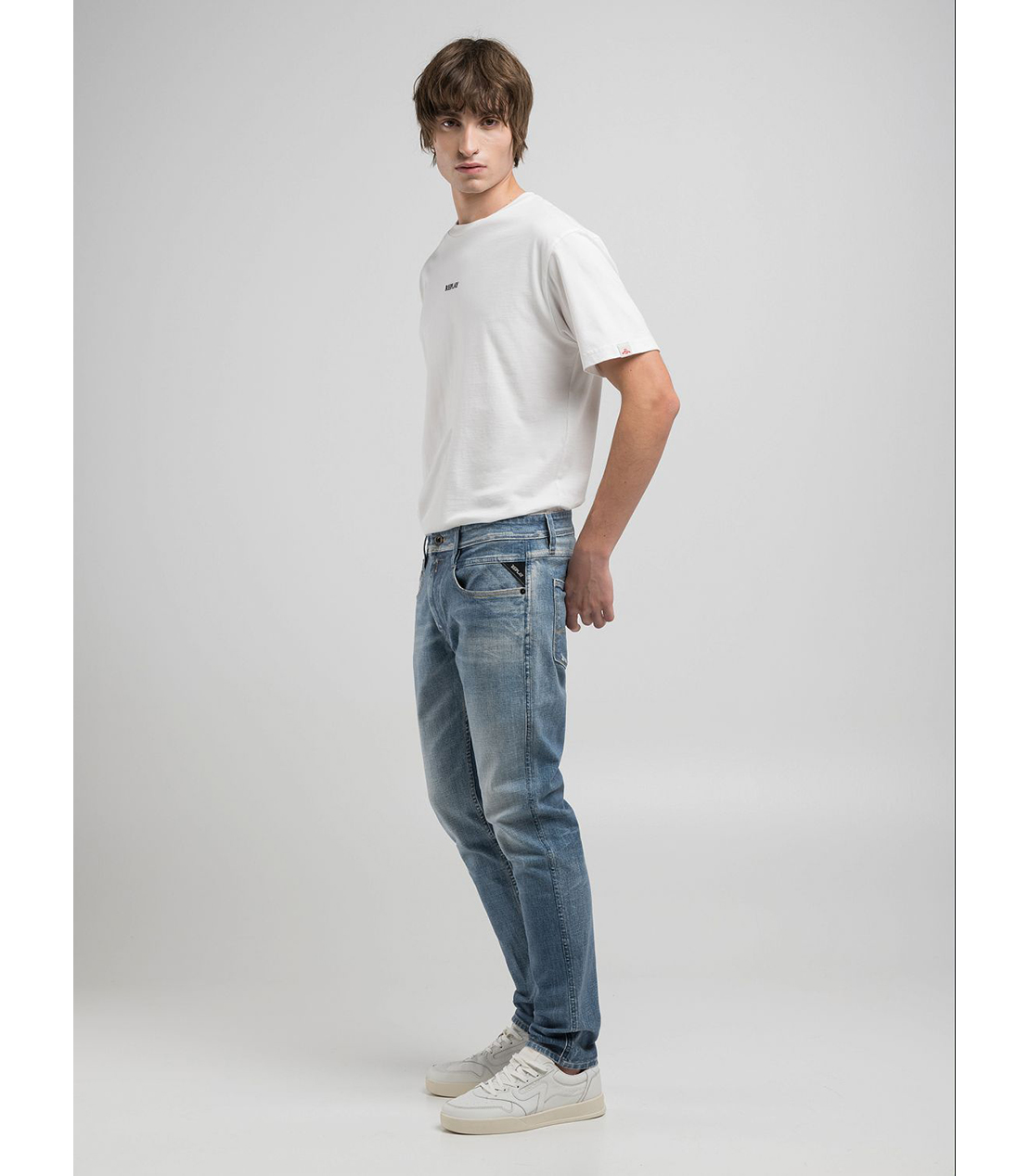 スリムフィットANBASS 10.5oz AIプリントストレッチデニム 詳細画像 ブルー 4